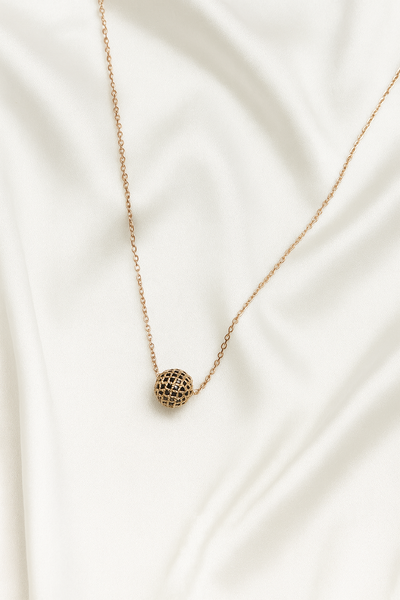 Zelra Gold-Tone Minimalist Black Bead Necklace