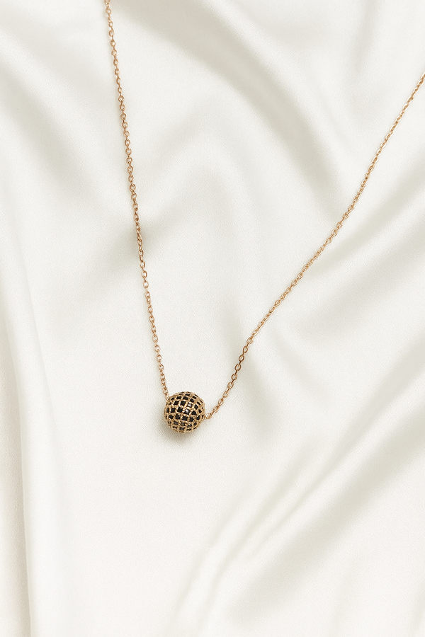 Zelra Gold-Tone Minimalist Black Bead Necklace