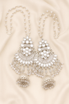 Zelra Mesmerizing White Kundan Pearl Bridal Earrings with Enchanting Jhumka Drops