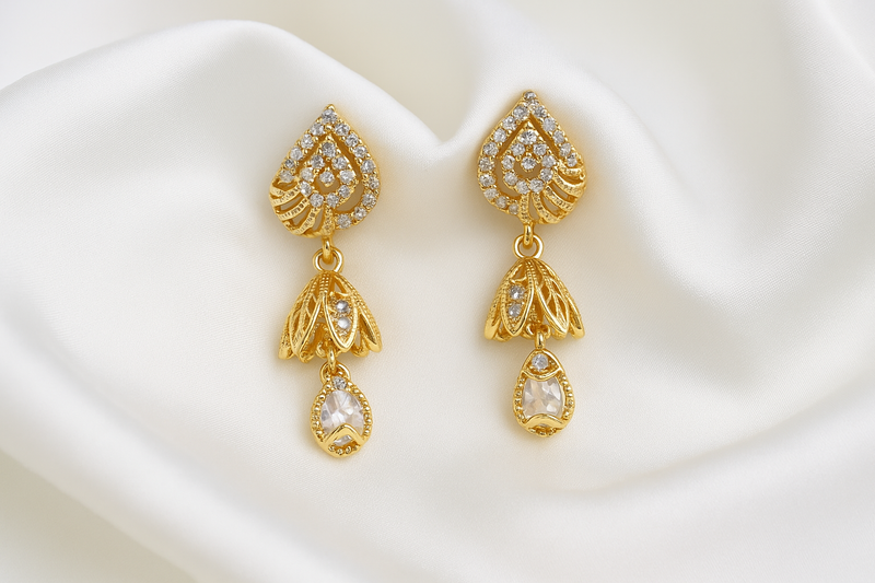 Zelra Rose Gold Plated Imported Jhummer Balli Butti Earrings for Women's & Girls RGPJ-03