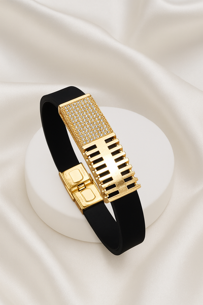 Zelra Leather Belt Bracelete for Men Brass Gold-plated  LBM-02