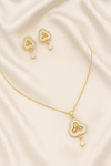 Zelra A D DIAMOND GOLD PLATED DESIGNER FORMING CHAIN PENDANT WITH EARRING DGP-02