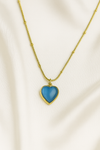 Zelra Blue Heart Pendant Necklace in Gold Finish (Imitation Jewelry)