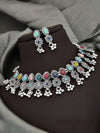 Oxidised Multicolor Stone Choker Necklace Set with Earrings