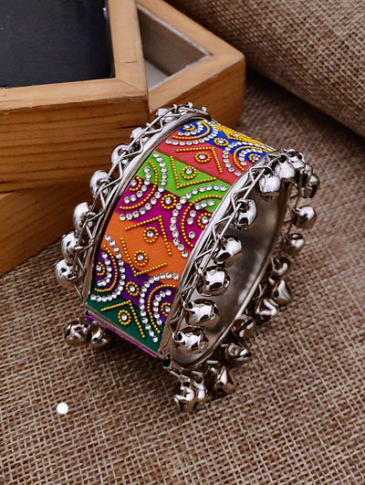 Vibrant Navratri Kada with Enamel Work & Ghungroo Bells