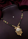 Traditional Gold-Plated Mangalsutra with Antique Round Pendant