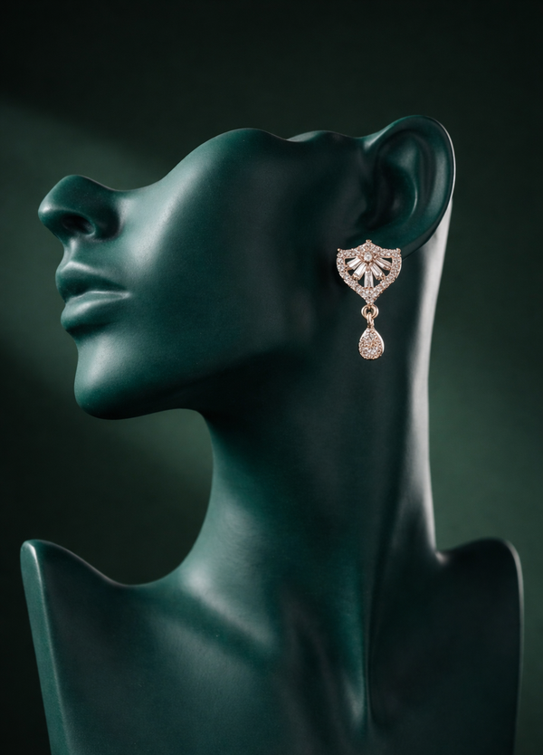 Zelra Rose Gold AD Drop Earrings - 4 Premium Geometric Variants